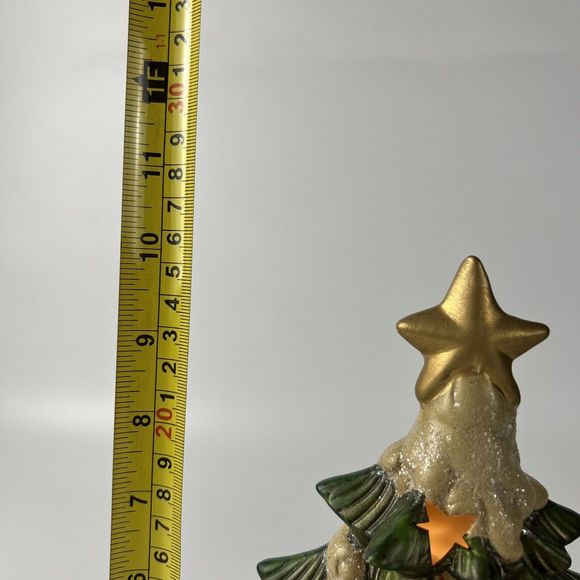 Vtg Opulence Lighted Christmas Tree Ceramic Santa Children Village Lit Stars 10” - Picture 15 of 16